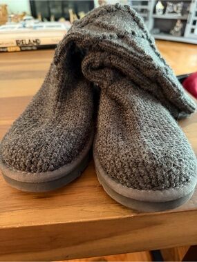 Ugg Classic Argyle Diamond Knit Tall Sweater Boots Gray Size 8